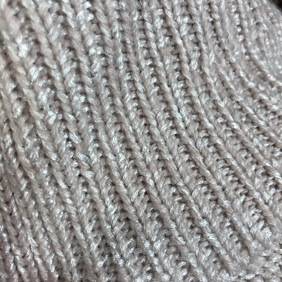 Chico's Soft Pink Silver Metallic Cowl Neck Sweater w/ 3/4 sleeves oversized - Picture 7 of 11